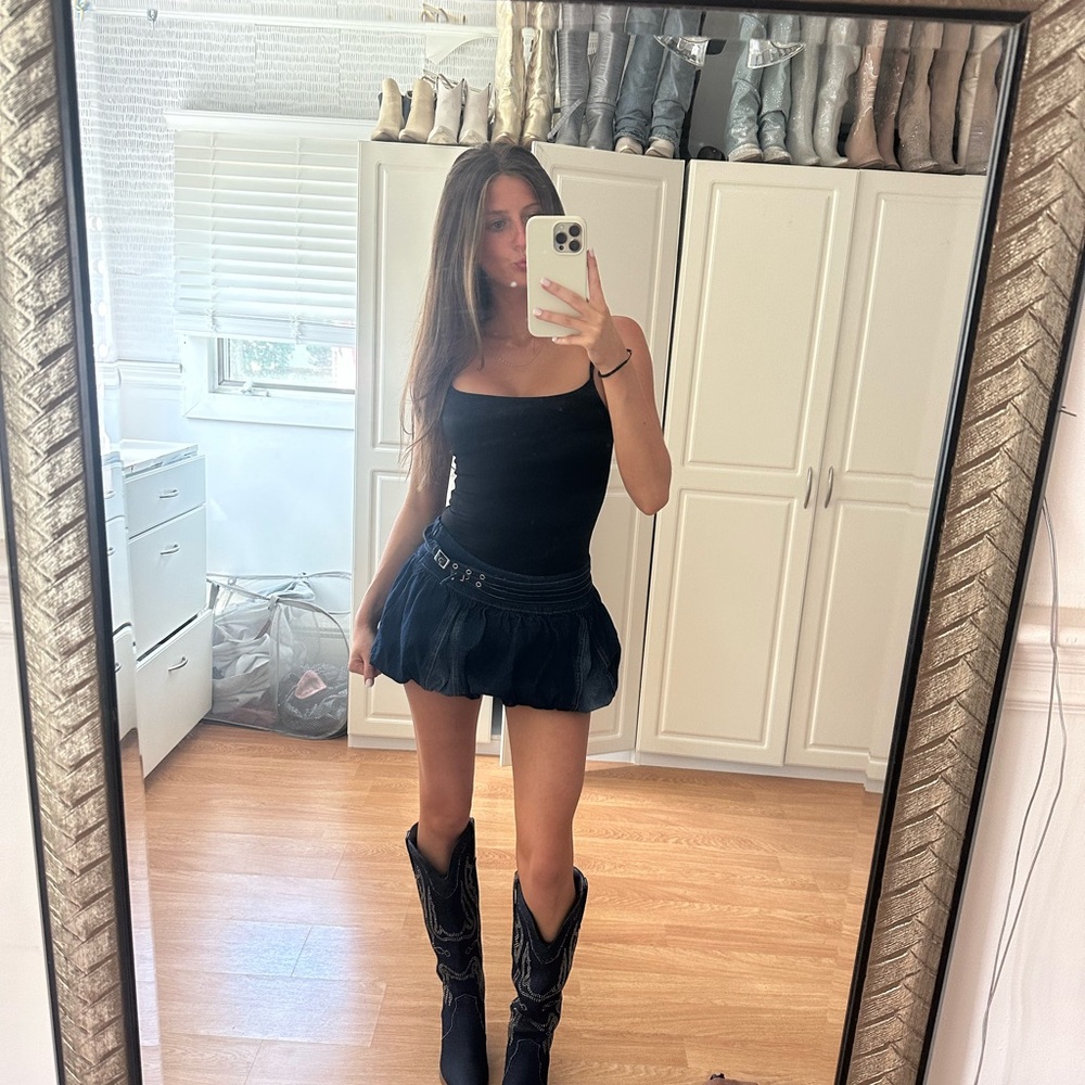 Denim bubble skirt